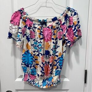 Rachel Roy Women’s Multicolor Floral Off the Shoulder Elastic Waist Blouse Sz S